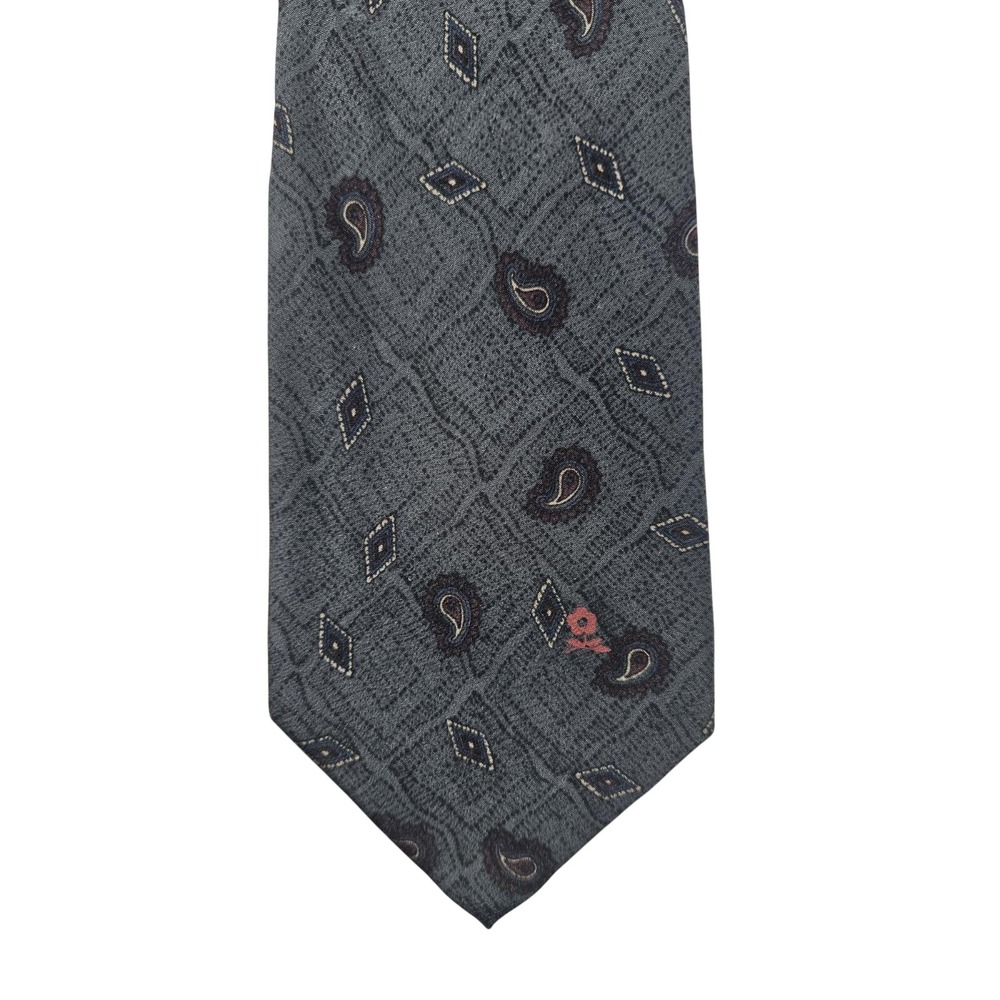 Montagut Silk Paisley Diamond Pattern Necktie Gray Men's Formal Business